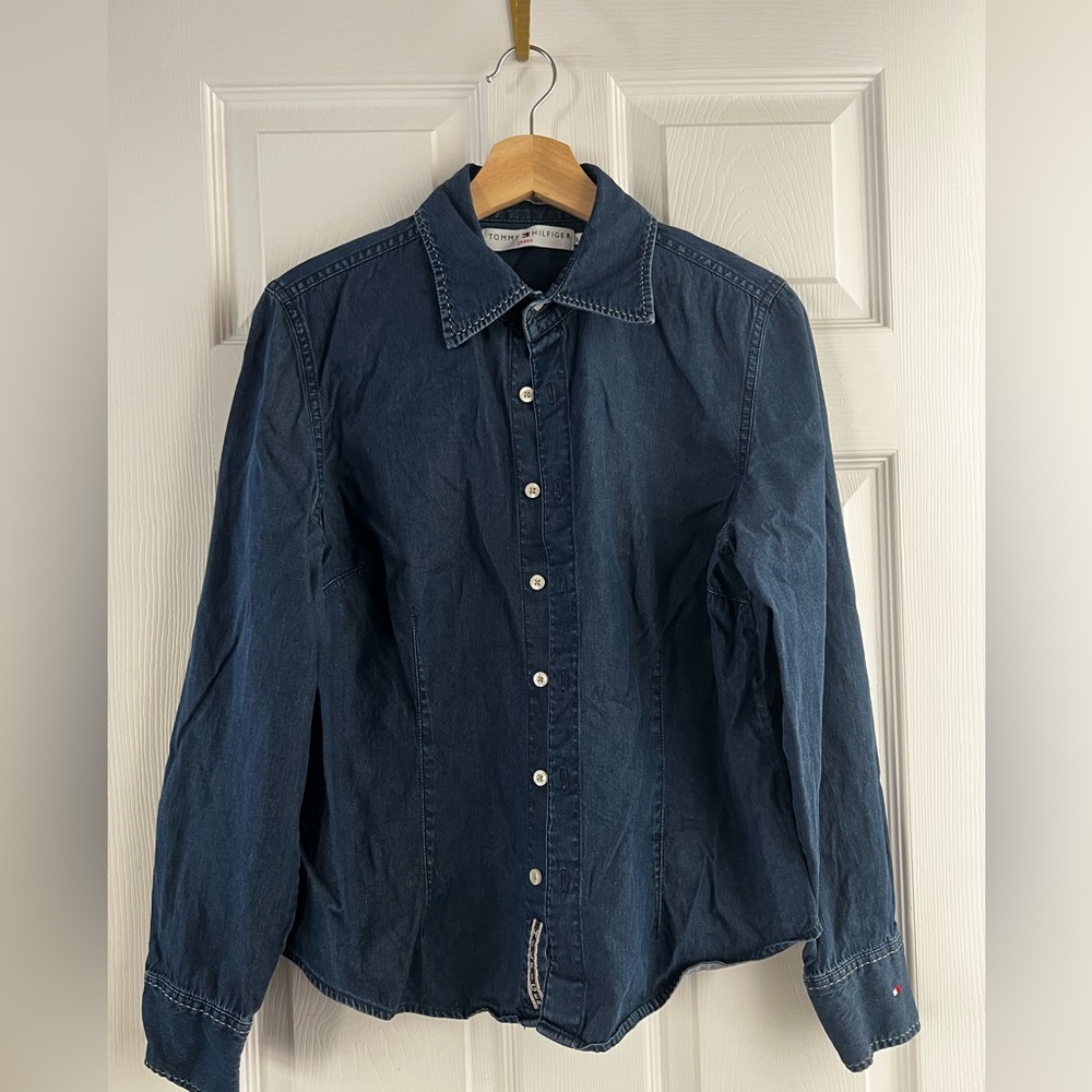 Tommy Hilfiger Womens Denim Shirt Shacket Button Down - Size L